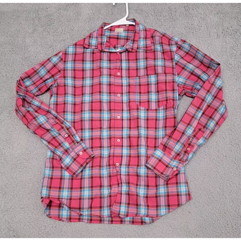 Mason's Shirt Mens Medium Pink Plaid Long Sleeve Button Up Made in Italy